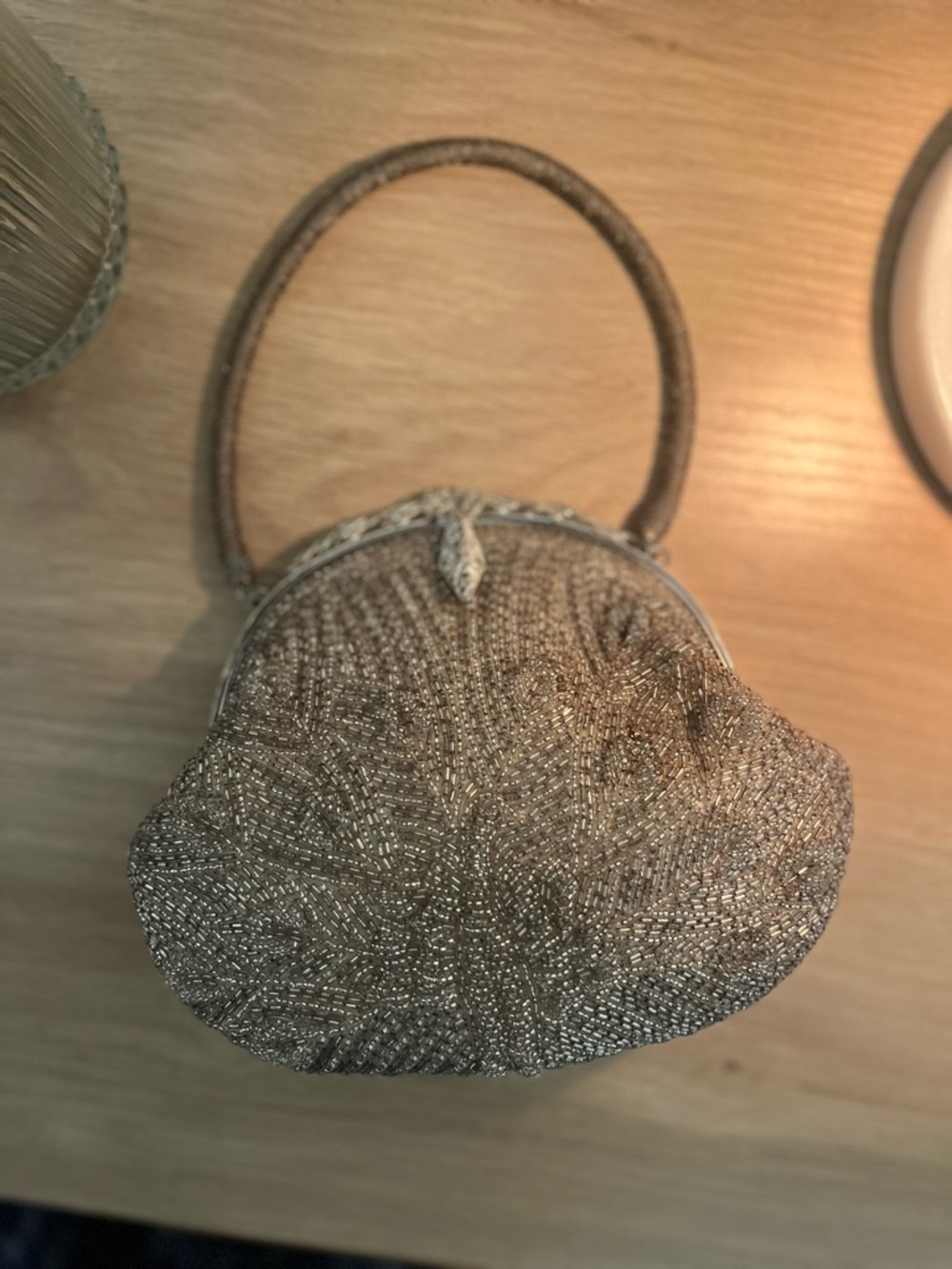 Elegant Silver Beaded Evening Clutch - Women's Bag - Picture 6 of 10